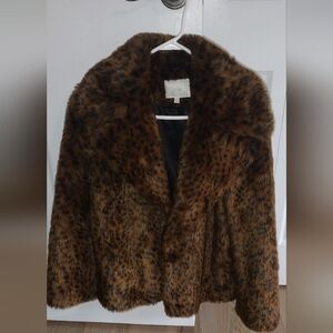 Joie Brown Leopard Print Teddy Jacket
